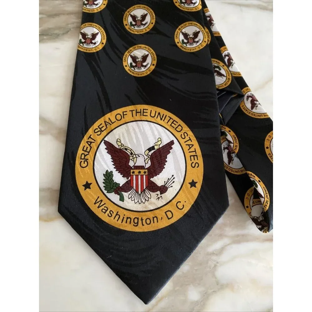 Great‎ Seal Of The United States Tie Black & Gold Patriotic Design By Forever T